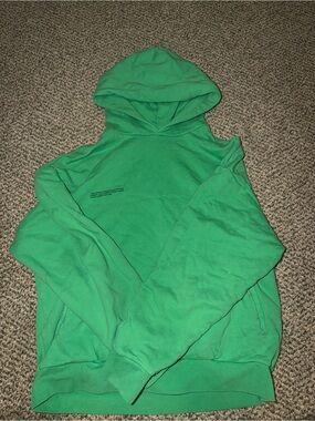 Pangaia Green Hooded Sweatshirt with Subtle Chest Print
